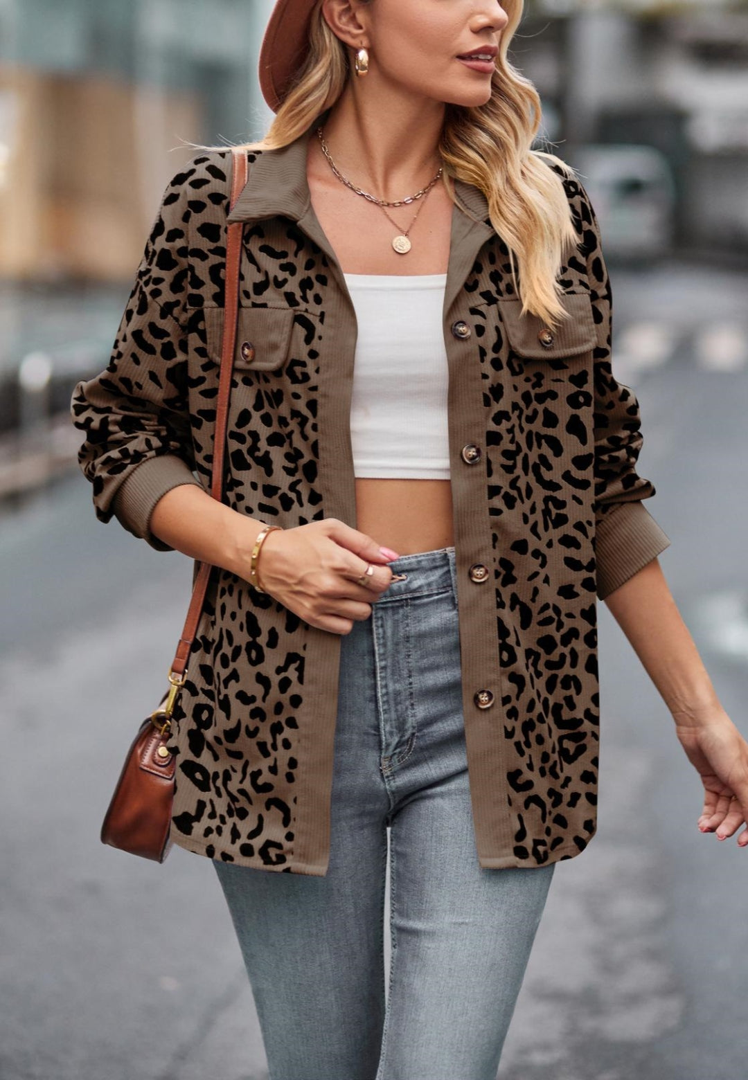 Leopard Print Collared Jacket