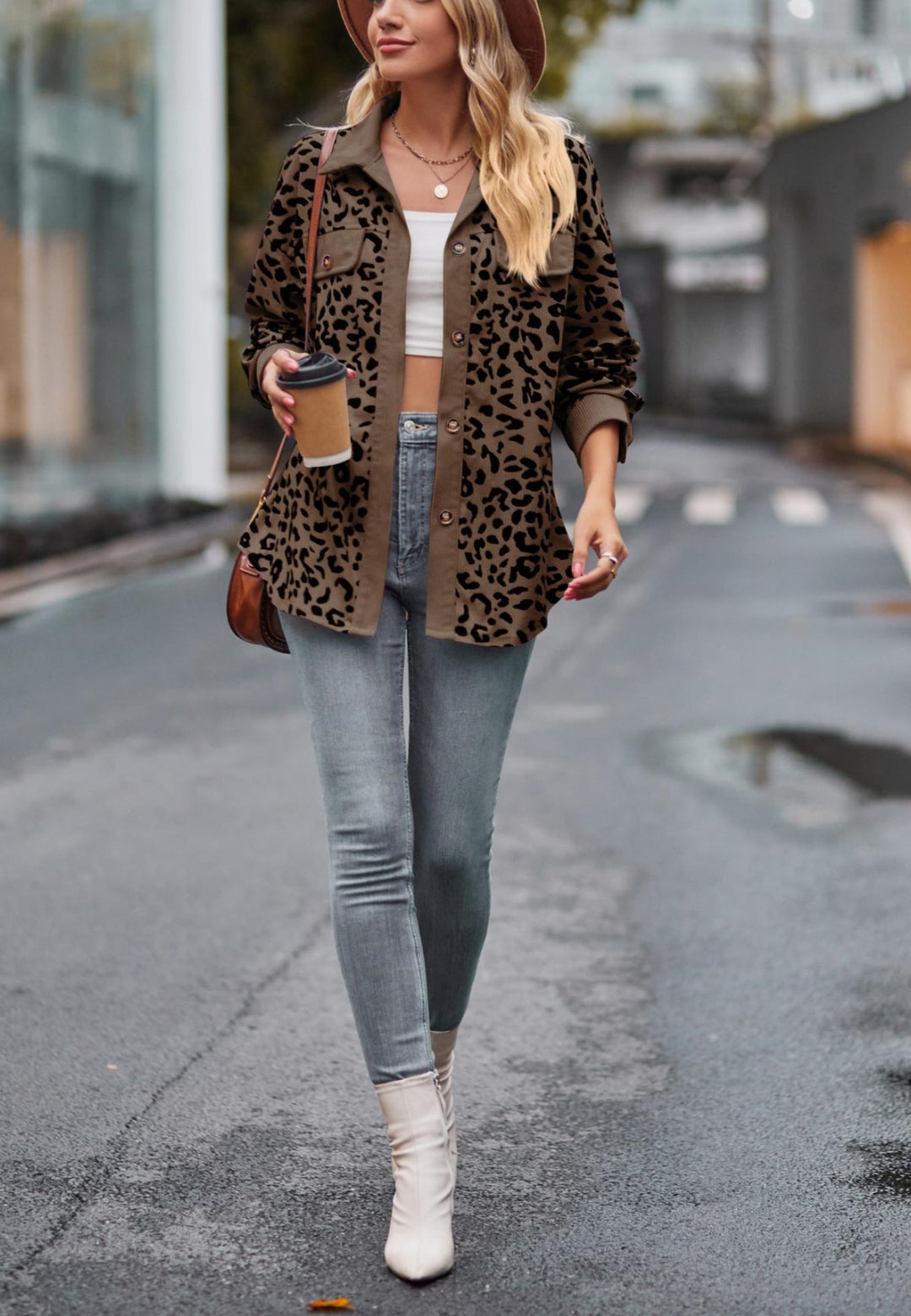 Leopard Print Collared Jacket