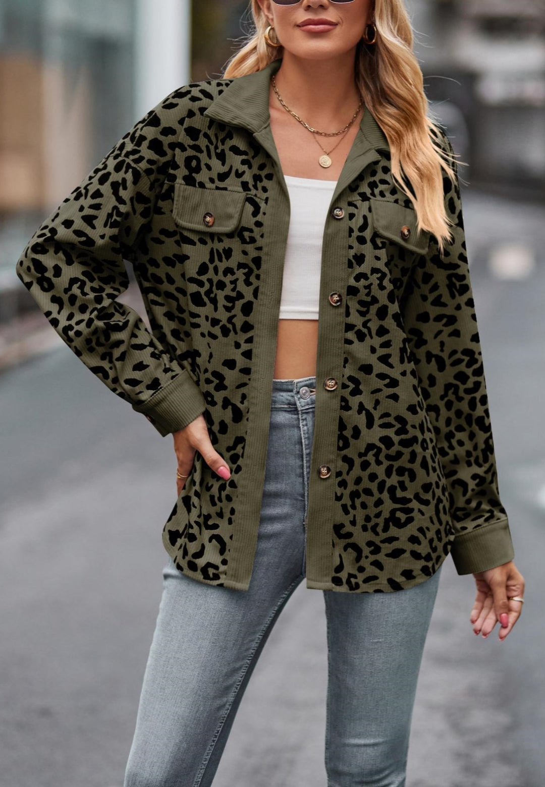Leopard Print Collared Jacket