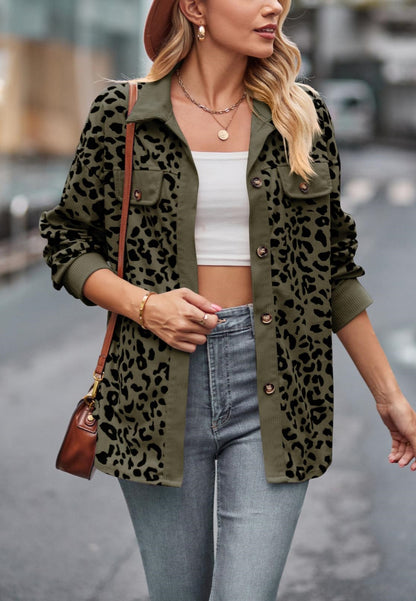 Leopard Print Collared Jacket
