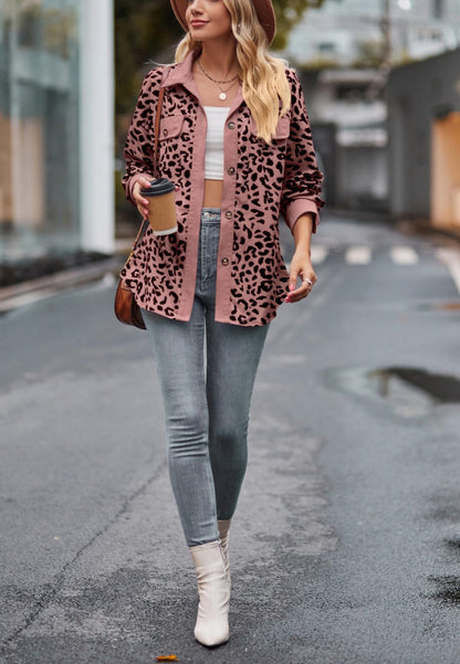 Leopard Print Collared Jacket