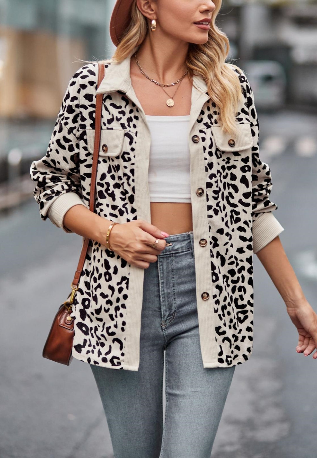 Leopard Print Collared Jacket