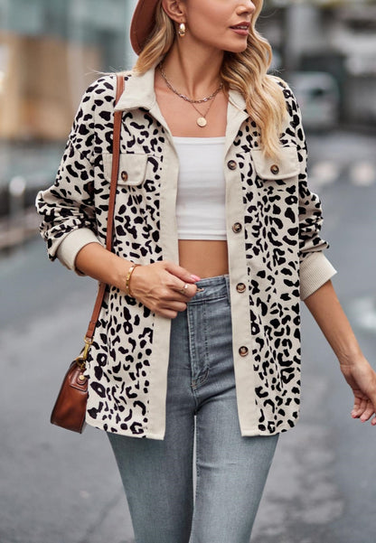 Leopard Print Collared Jacket