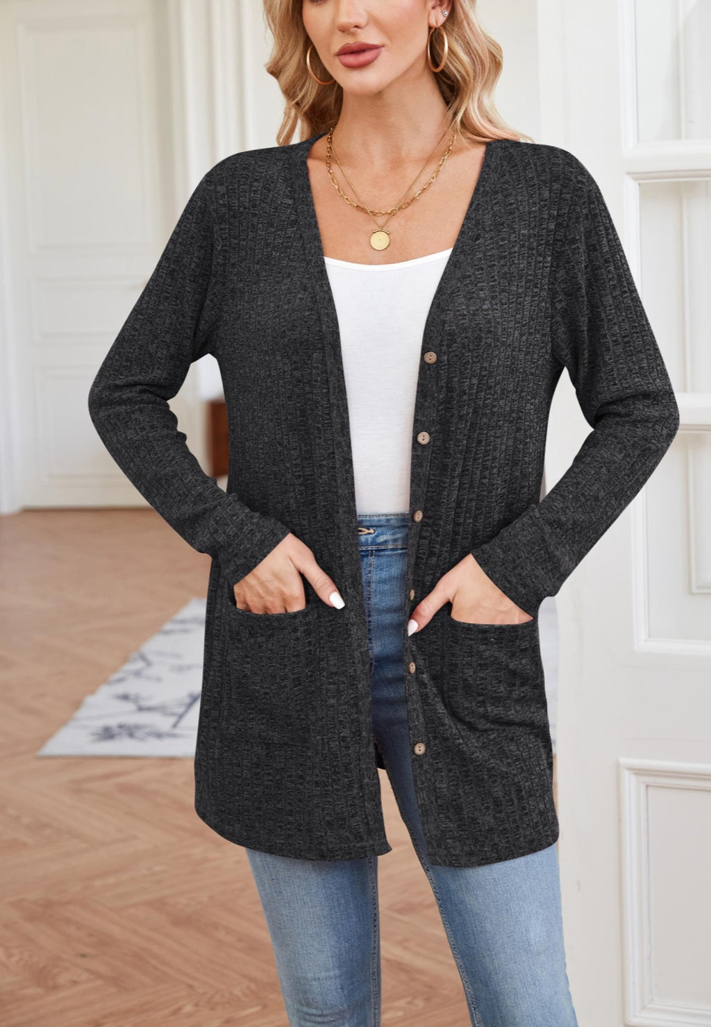Ribbed Knit Textured Cardigan
