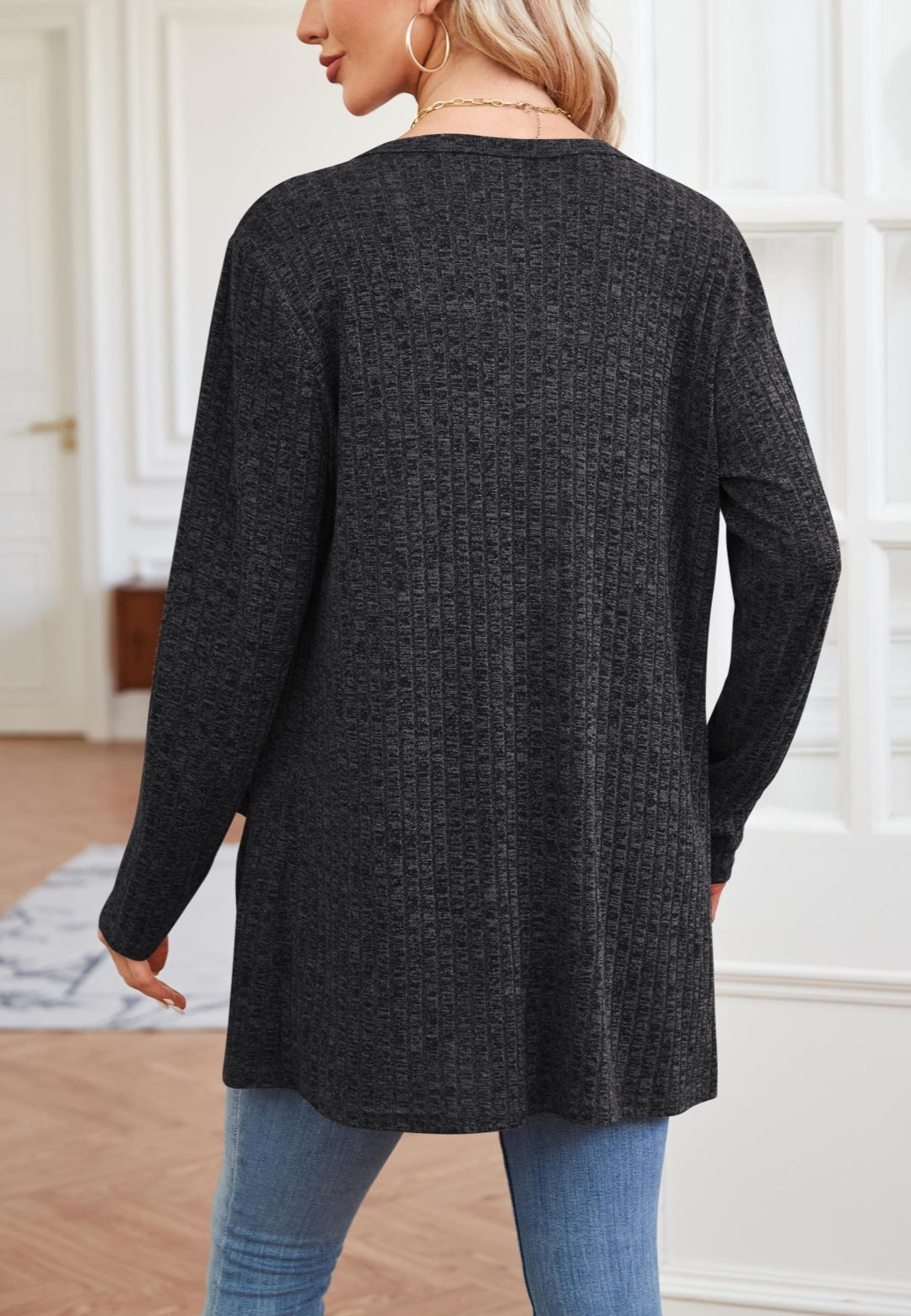 Ribbed Knit Textured Cardigan