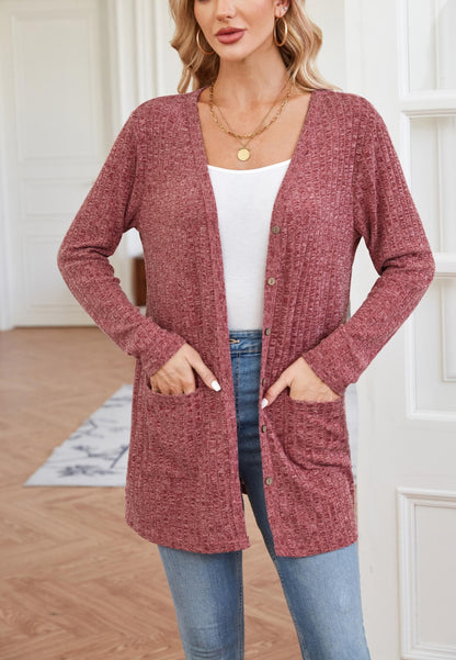 Ribbed Knit Textured Cardigan