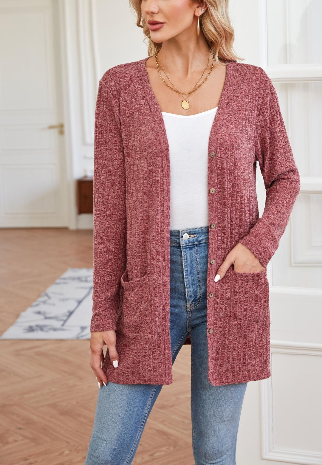 Ribbed Knit Textured Cardigan