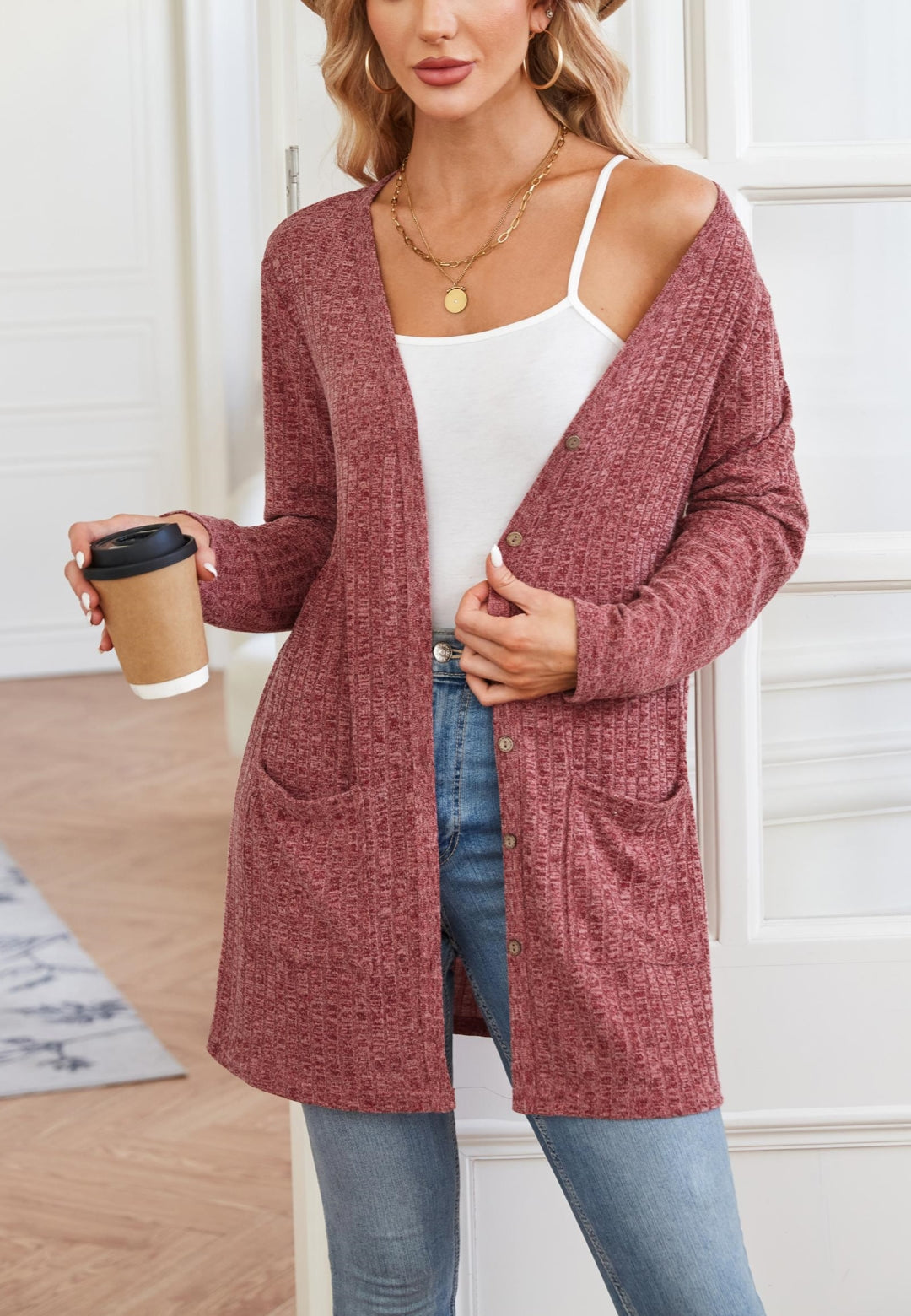 Ribbed Knit Textured Cardigan