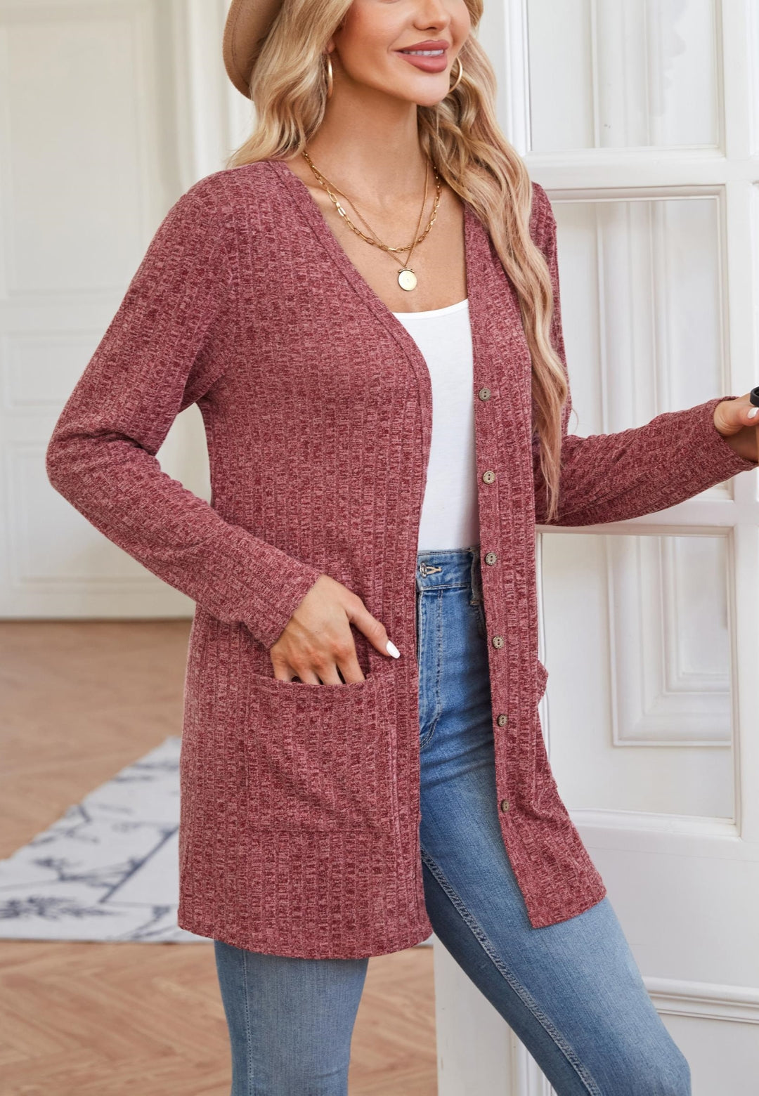 Ribbed Knit Textured Cardigan