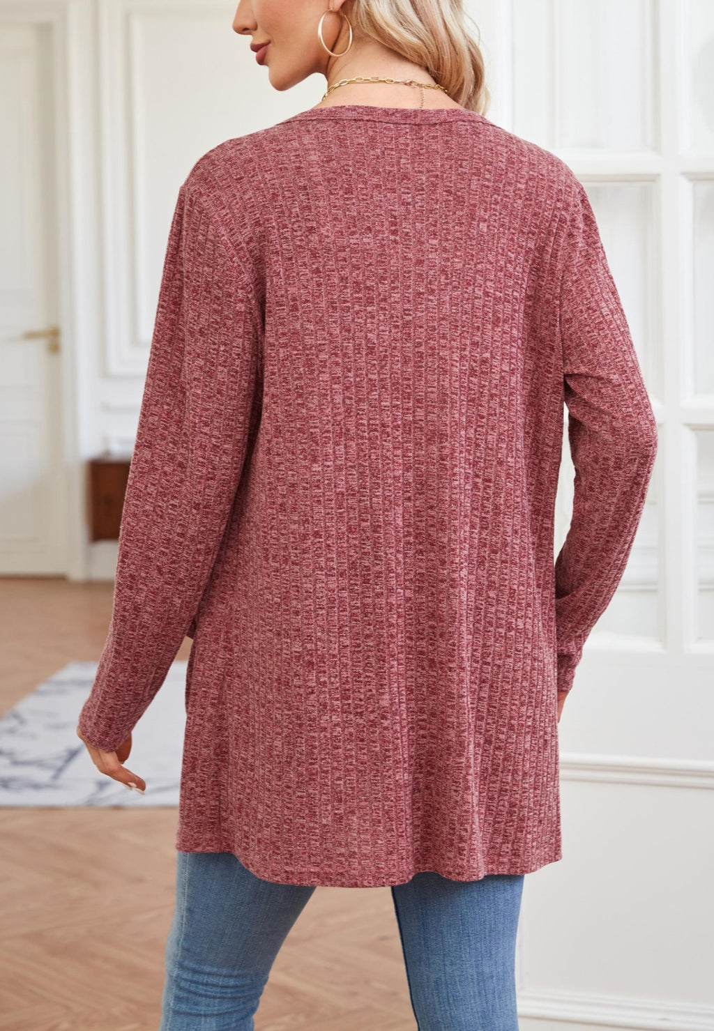 Ribbed Knit Textured Cardigan