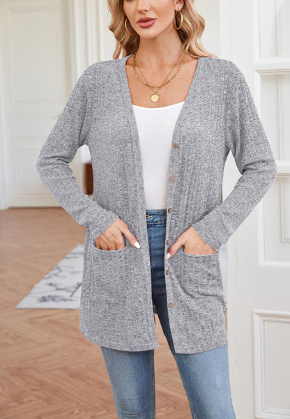 Ribbed Knit Textured Cardigan