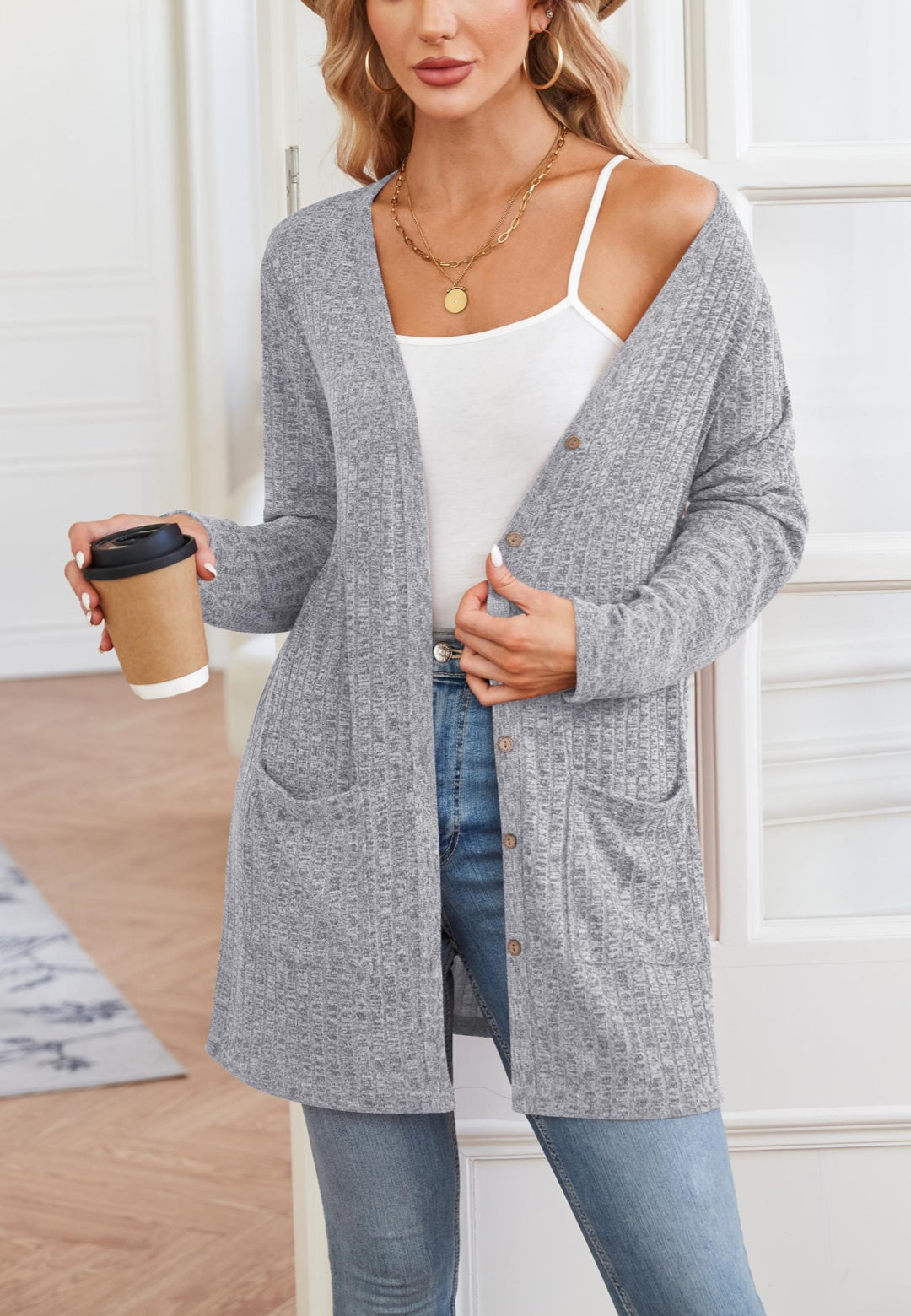 Ribbed Knit Textured Cardigan