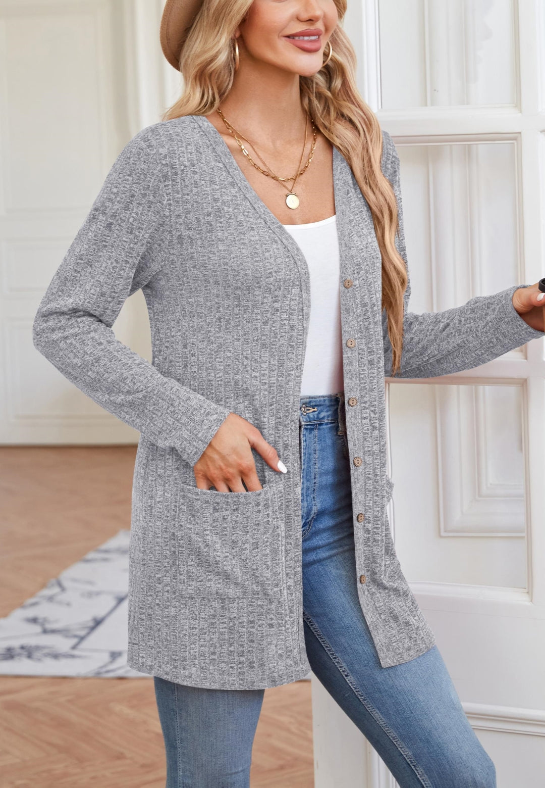Ribbed Knit Textured Cardigan
