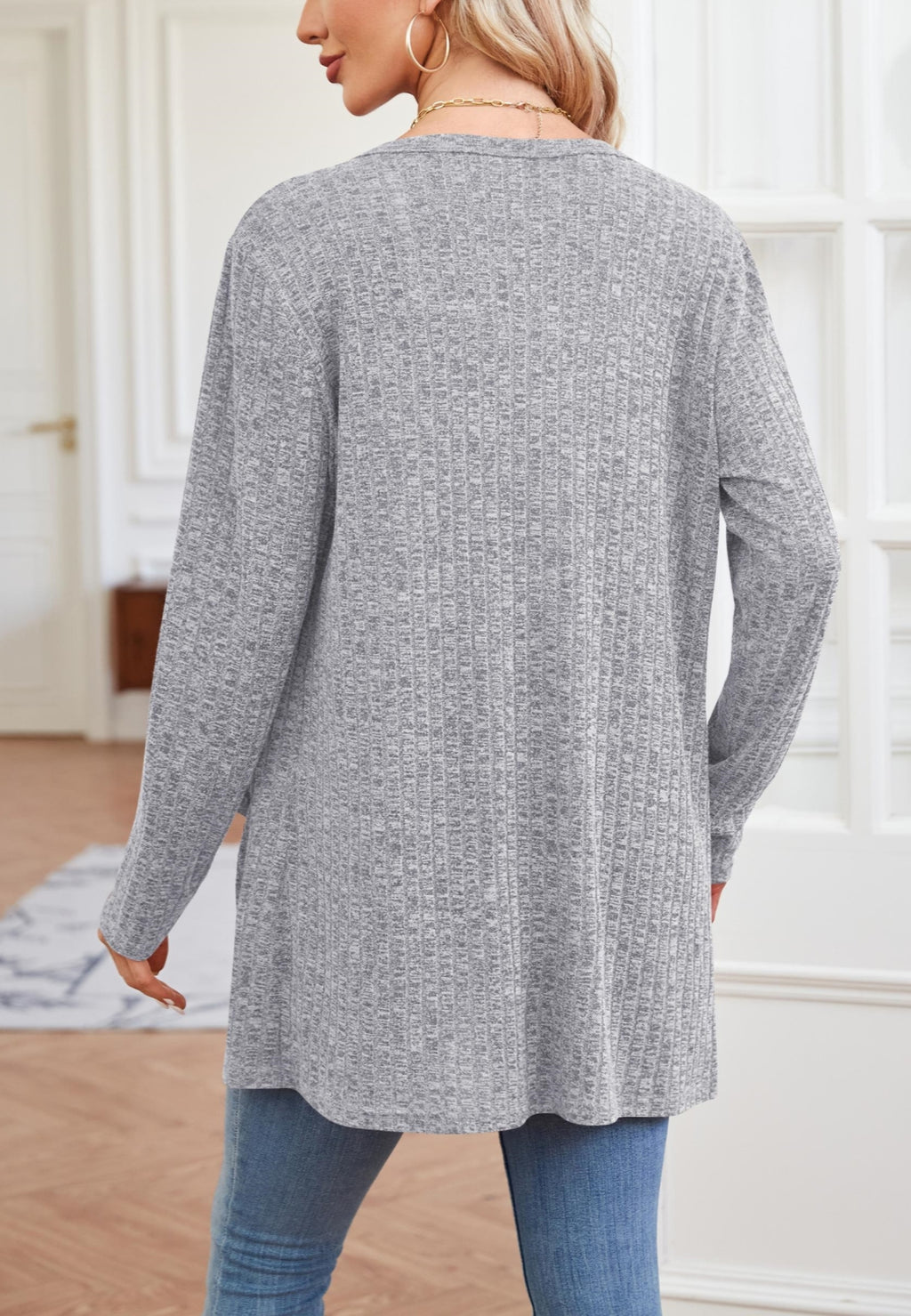 Ribbed Knit Textured Cardigan