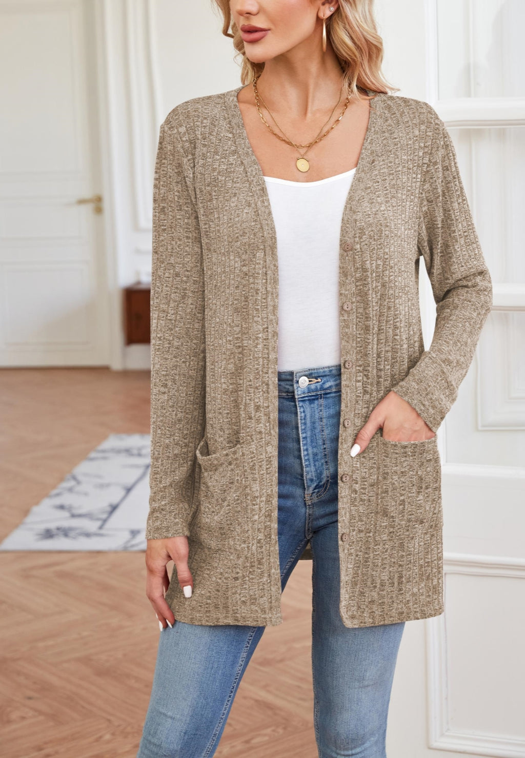Ribbed Knit Textured Cardigan