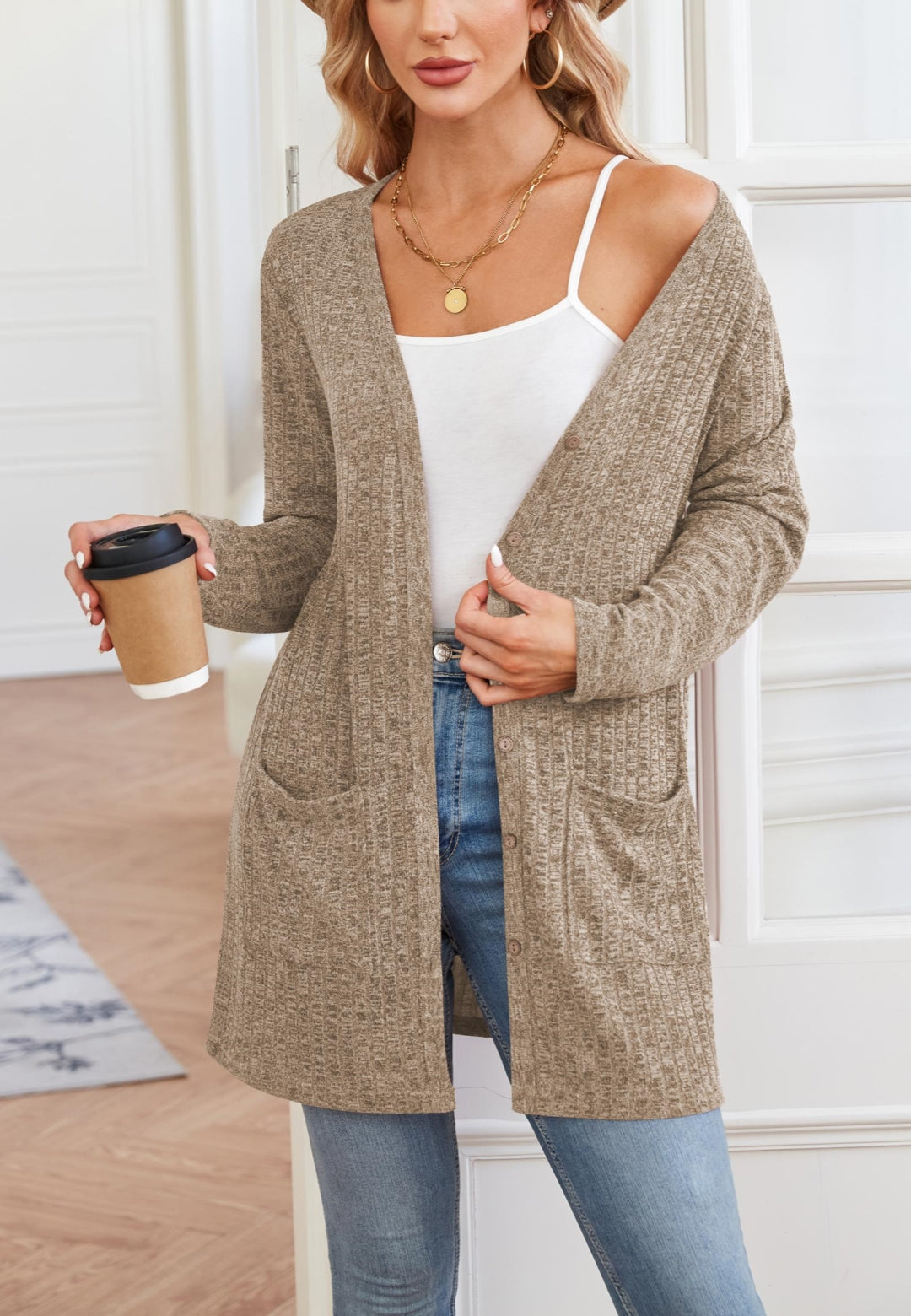 Ribbed Knit Textured Cardigan