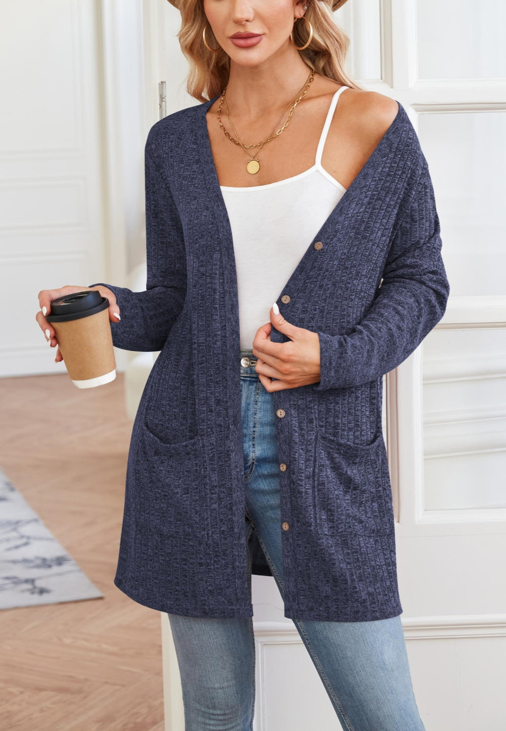 Ribbed Knit Textured Cardigan