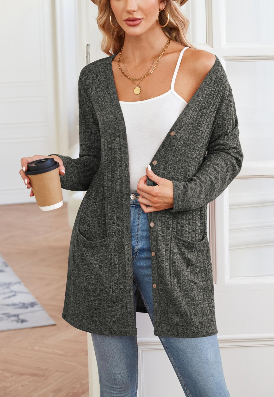 Ribbed Knit Textured Cardigan