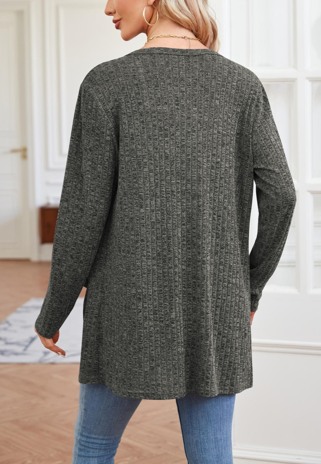 Ribbed Knit Textured Cardigan