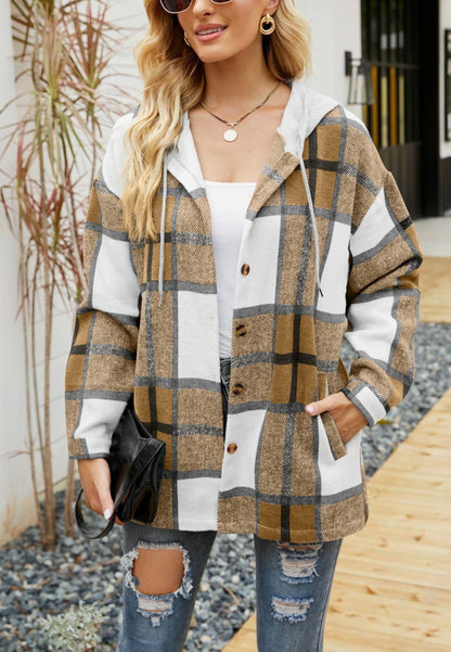 Plaid Pattern Hooded Jacket