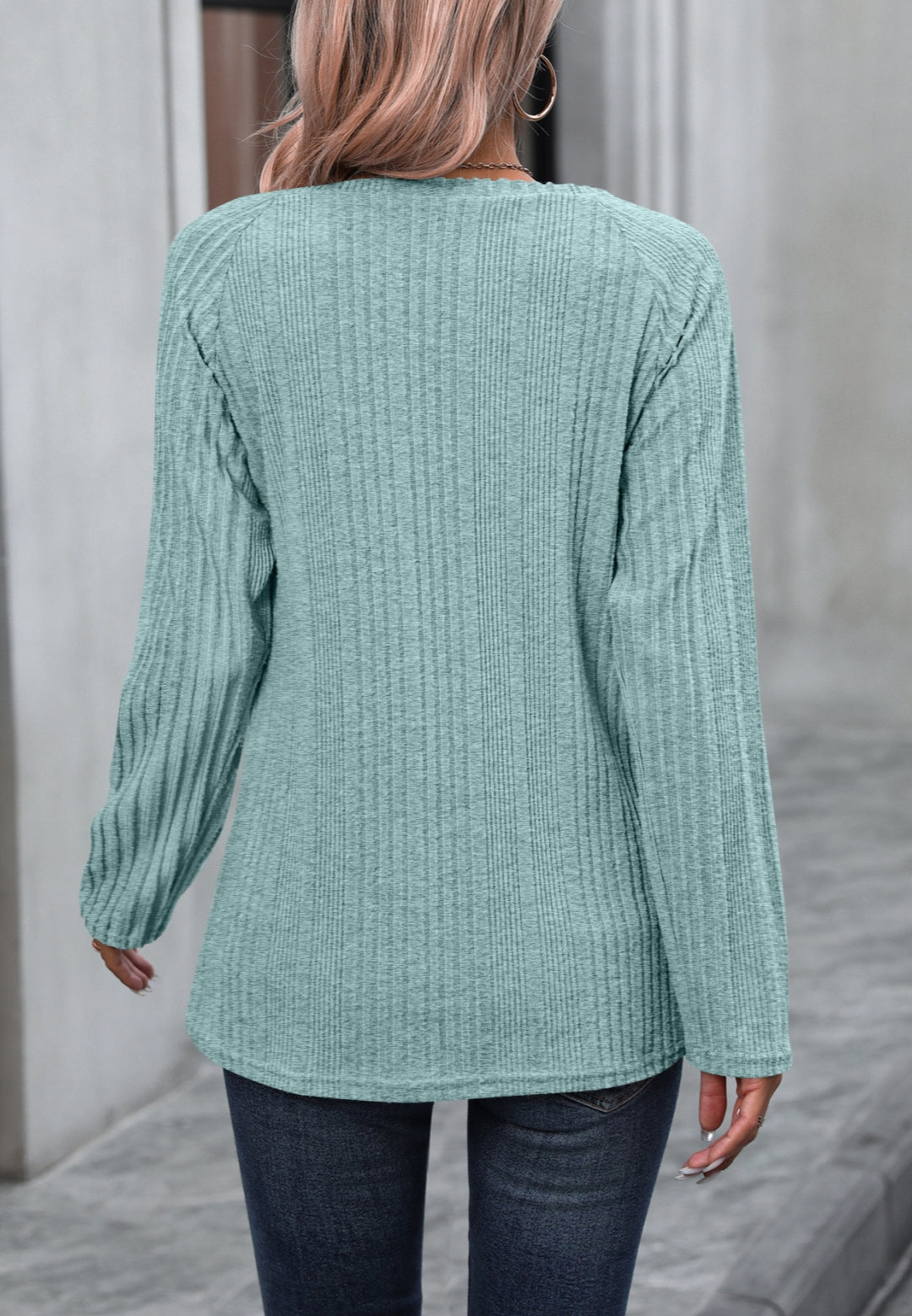 Button Detail Textured Knit Sweater