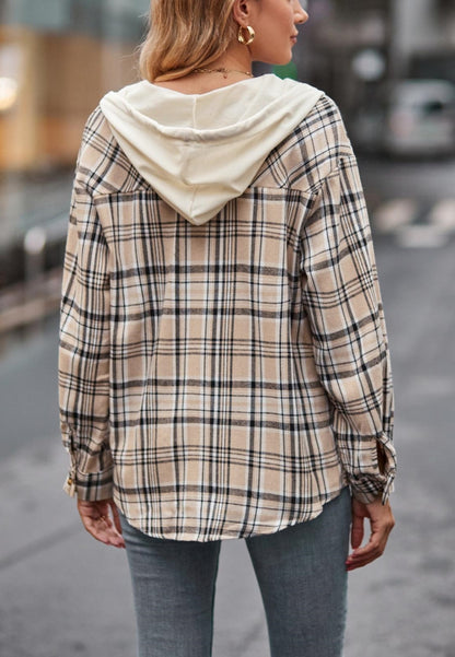 Classic Plaid Print Hooded Coat
