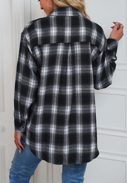 Plaid Print Button Front Shacket