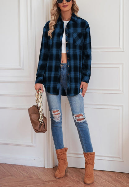 Plaid Print Button Front Shacket