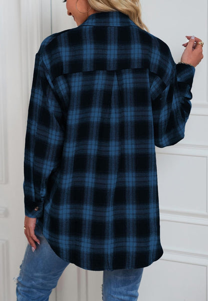 Plaid Print Button Front Shacket