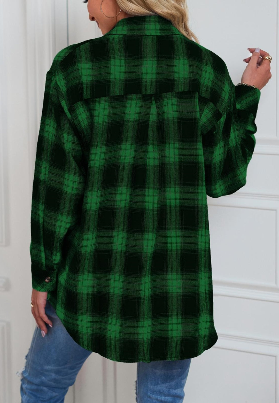Plaid Print Button Front Shacket