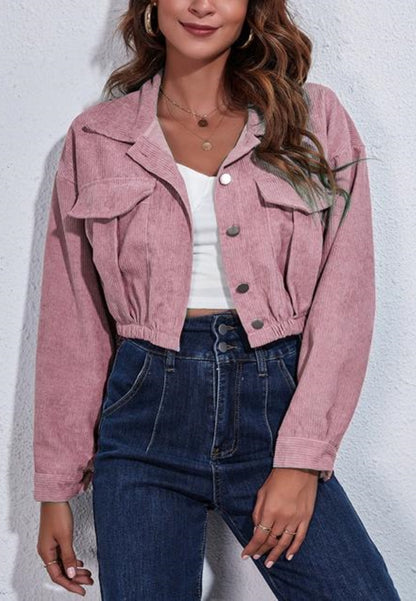 Chaqueta de pana corta con botones en la parte delantera