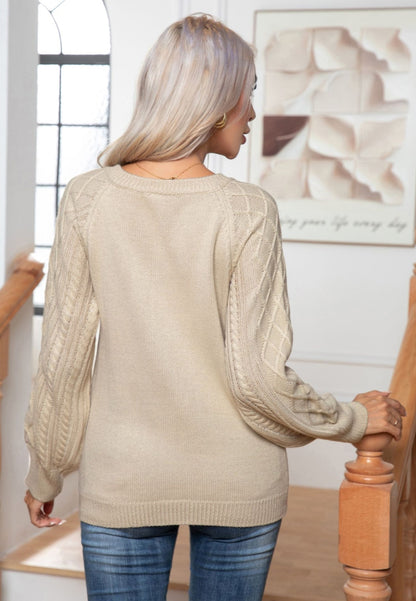 Button Detail Cable Knit Sweater