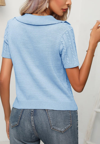 Cable Knit Short Sleeve Sweater