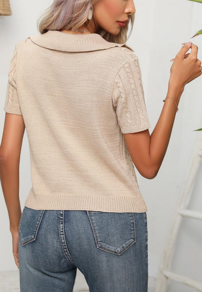 Cable Knit Short Sleeve Sweater