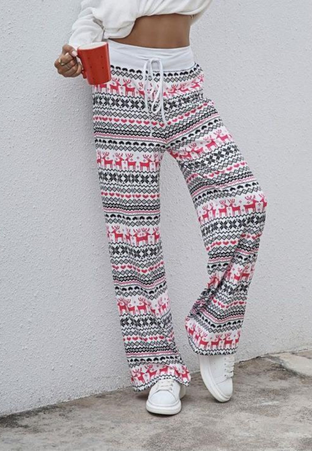 High Waist Christmas Pattern Wide Leg Pajama Pants for Women – Anna-Kaci