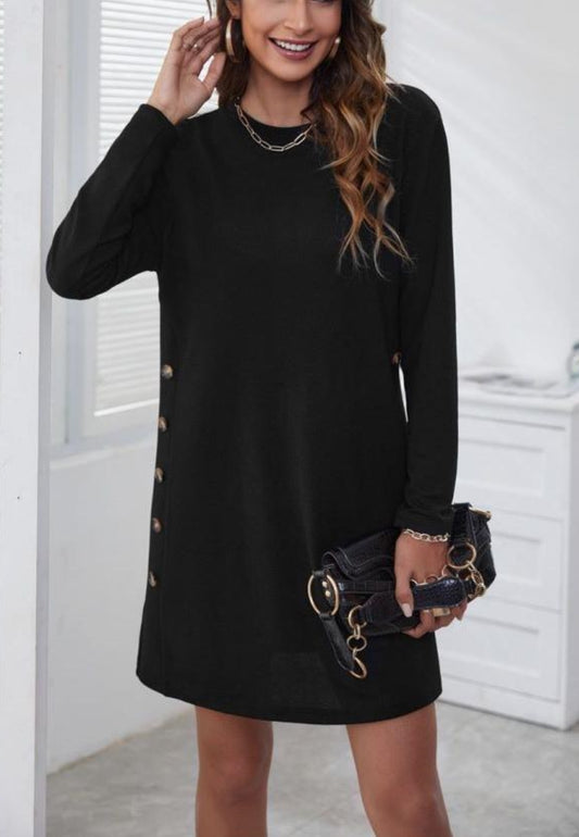 Side Button Detail Sweater Dress