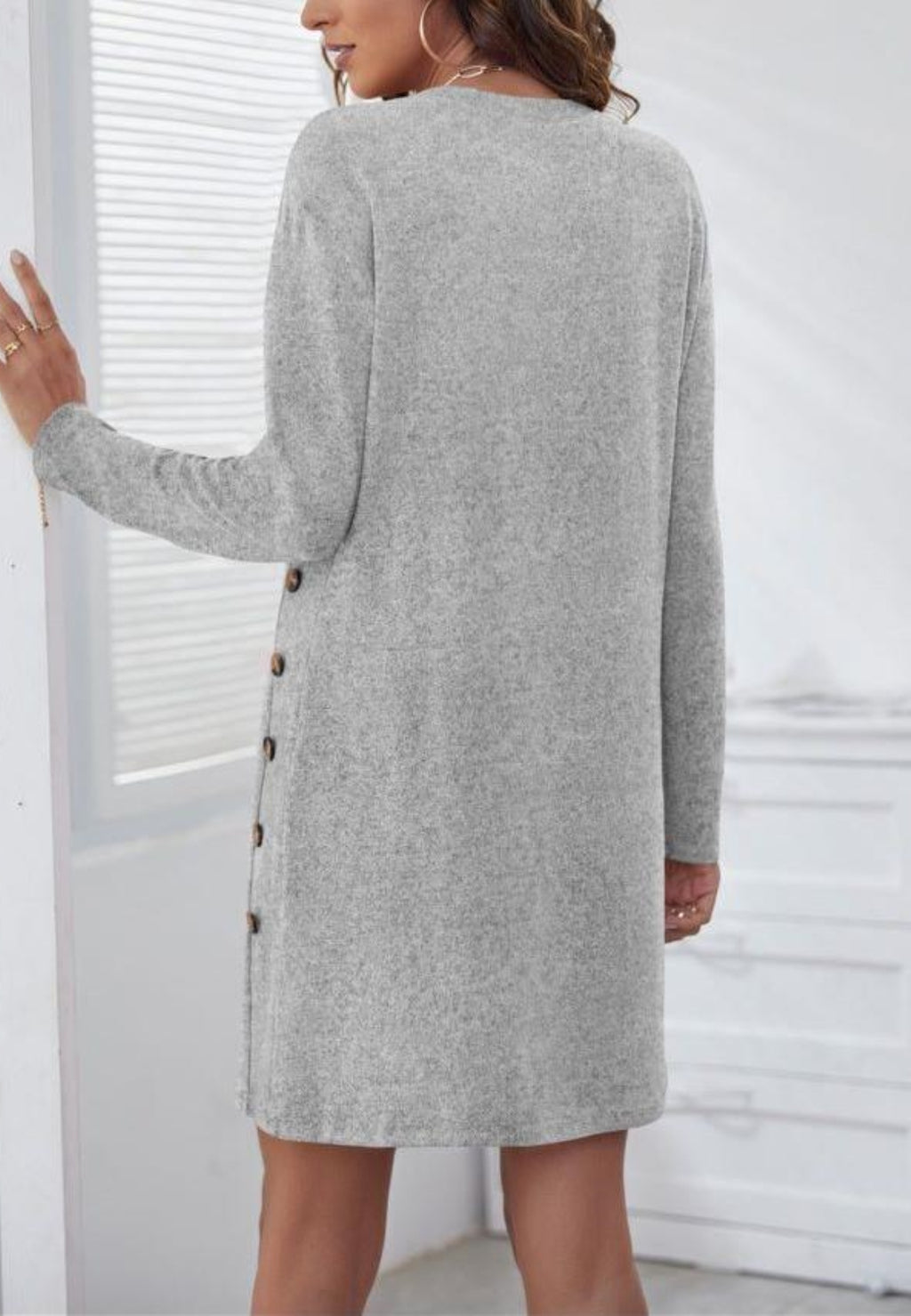 Side Button Detail Sweater Dress