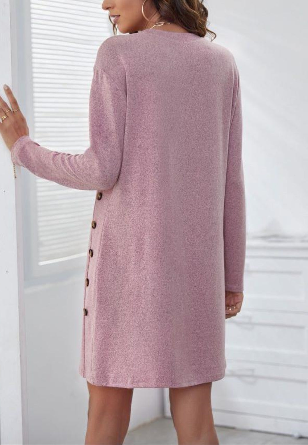 Side Button Detail Sweater Dress