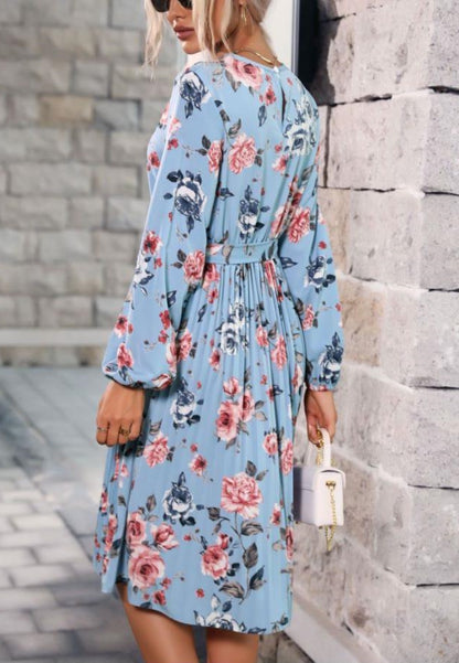 Round Neck Pleated Dress