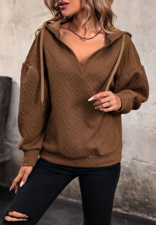 V Neck Hoodie Sweater