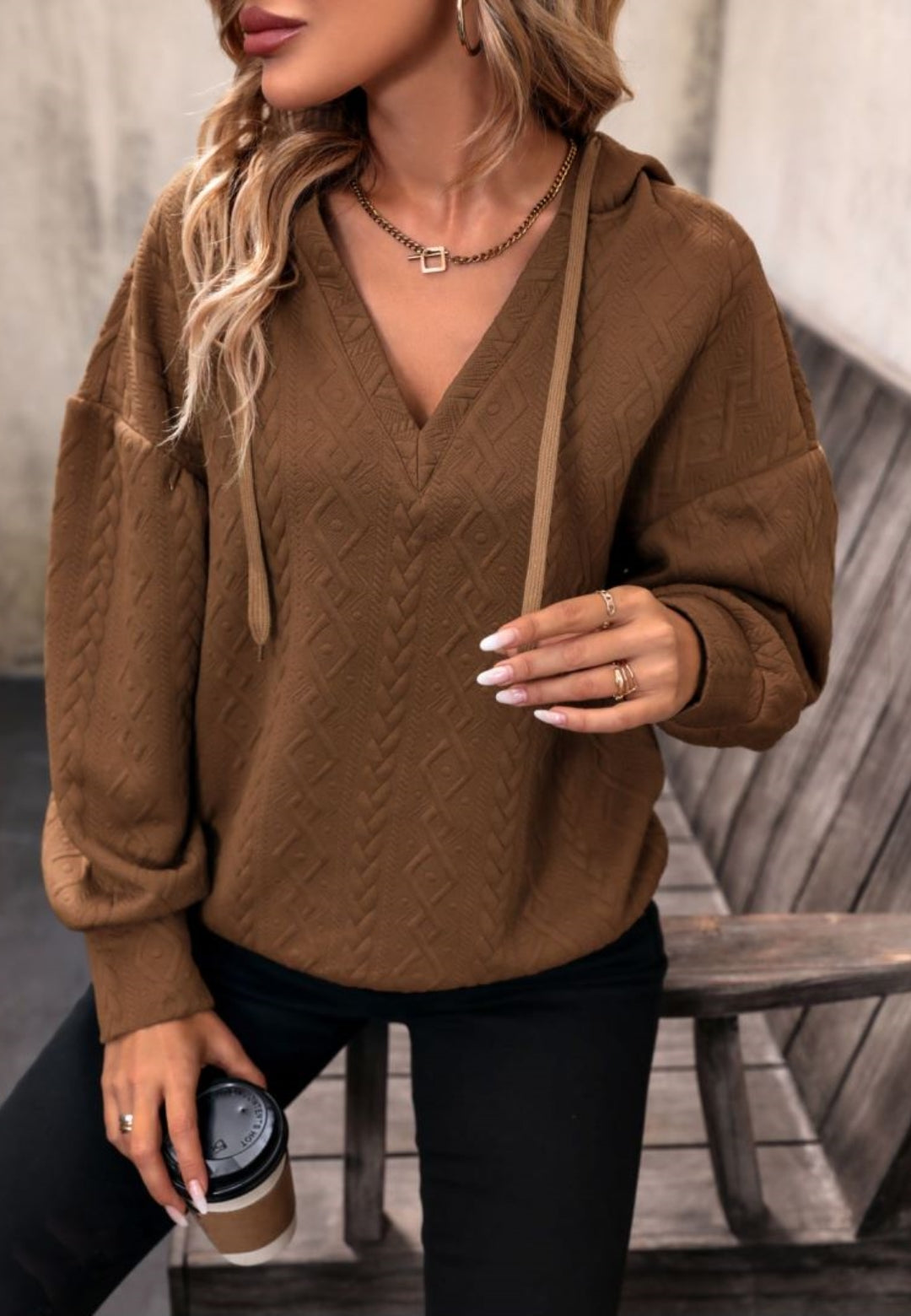 V Neck Hoodie Sweater