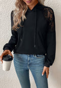 Sudadera con capucha y detalle de encaje en los hombros