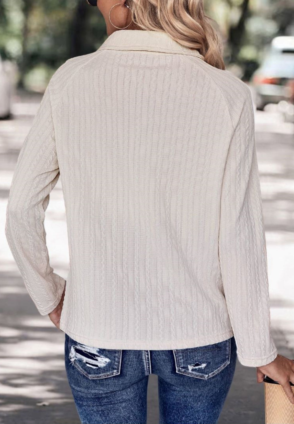 Textured Knit Collared Sweater