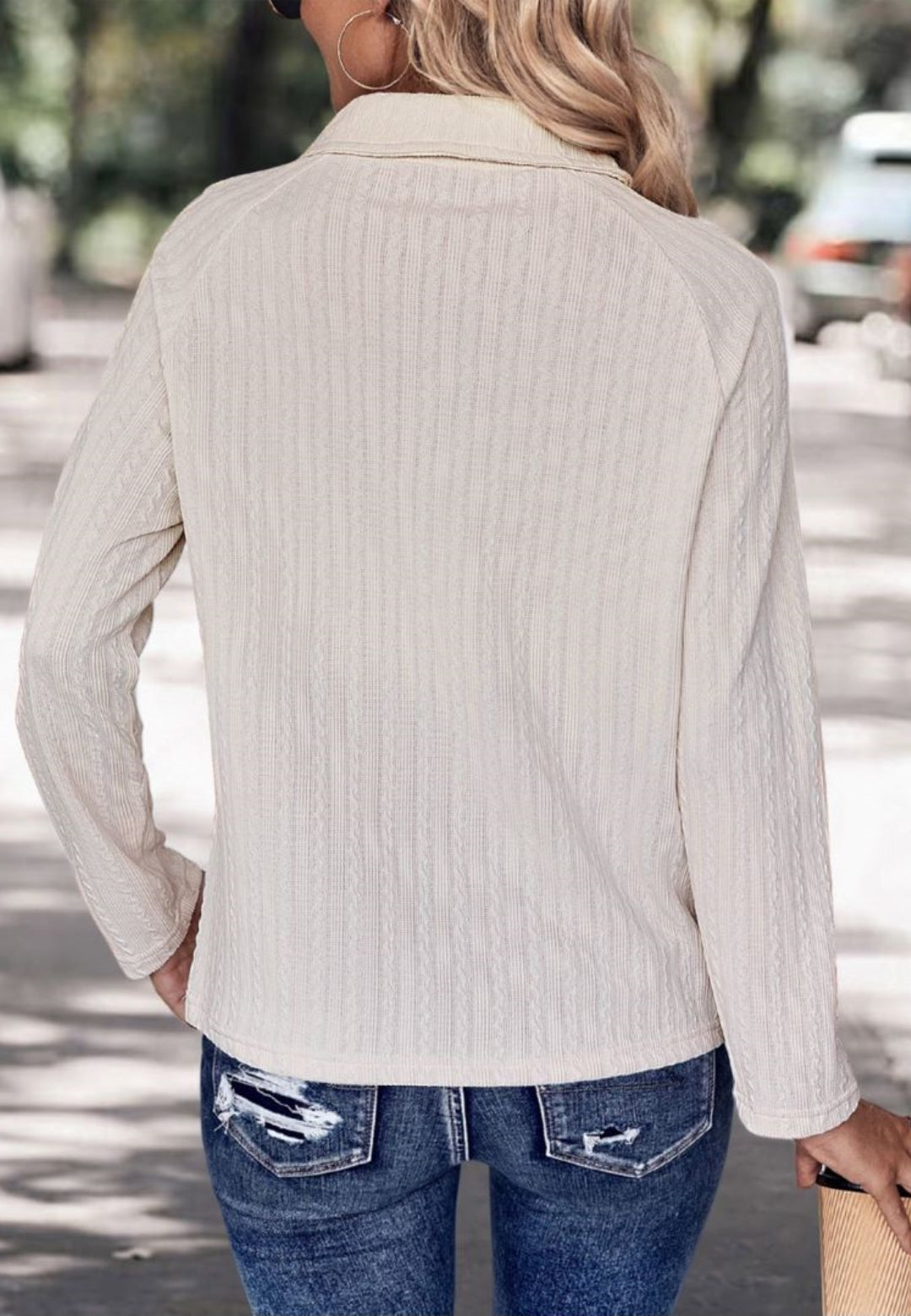 Textured Knit Collared Sweater