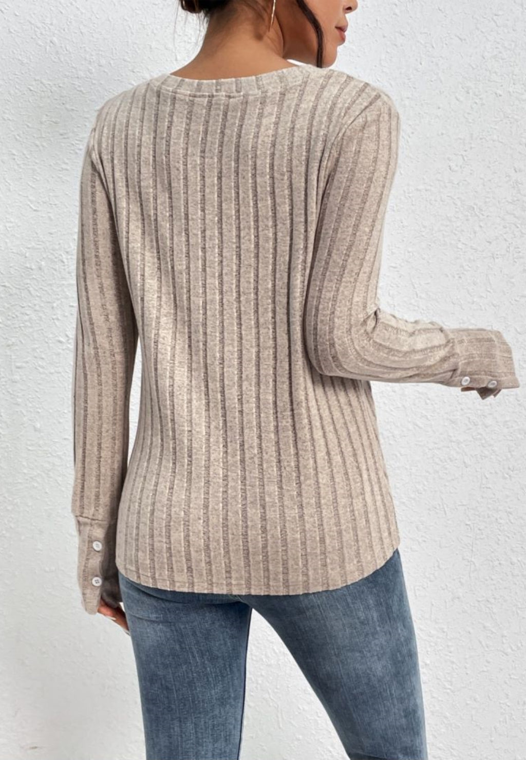 Lace Detail Button Cuff Sweater