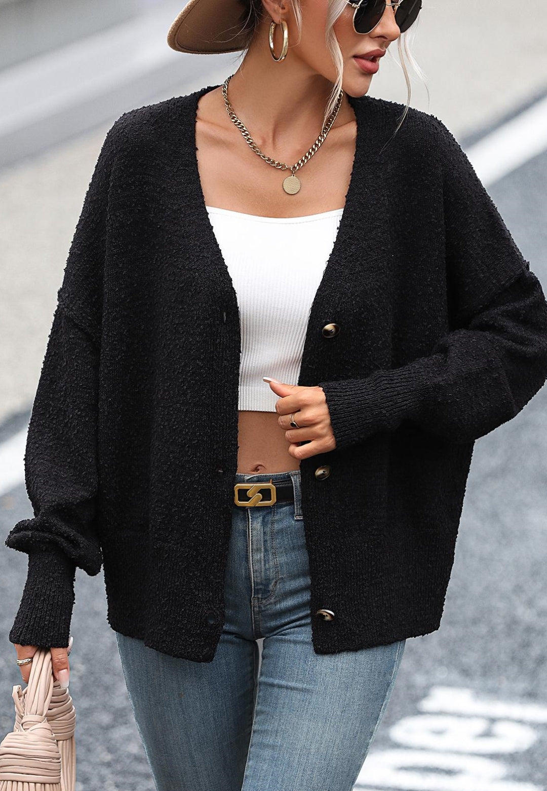 Button Front Fuzzy Fall Cardigan