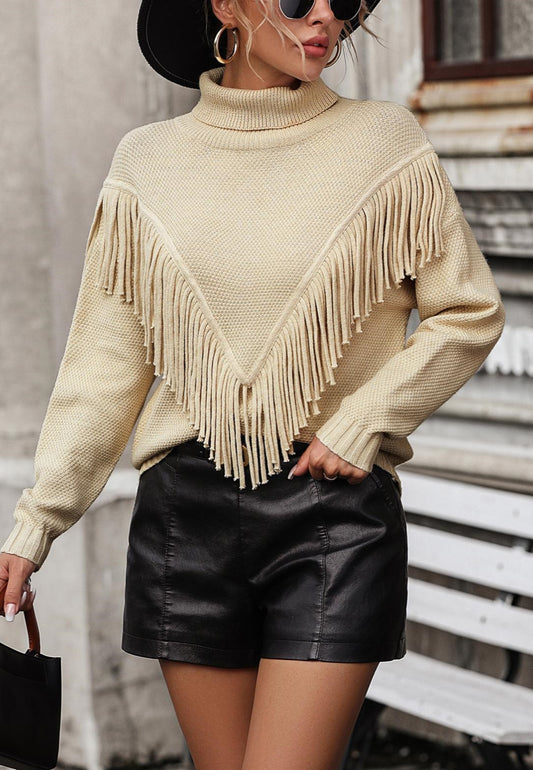 Fringe Detail Textured Sweater