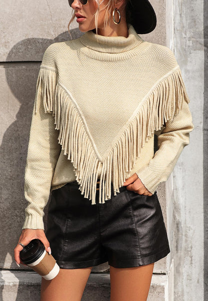 Fringe Detail Textured Sweater