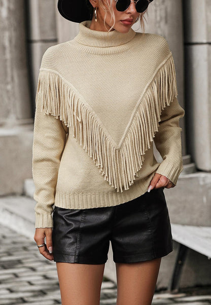 Fringe Detail Textured Sweater