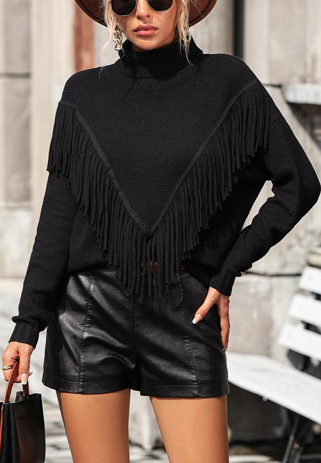 Fringe Detail Textured Sweater